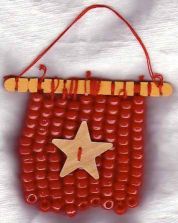 Vietnam flag craft in beads.