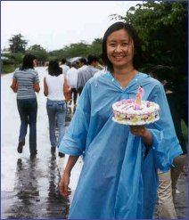 Quyen with wedding cake.